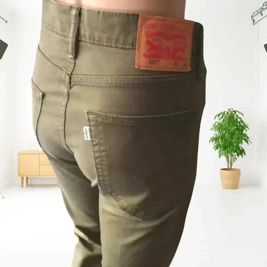 Levi's 512 - slim taper fit - high waist, stretch, khaki / olive color – photo 7